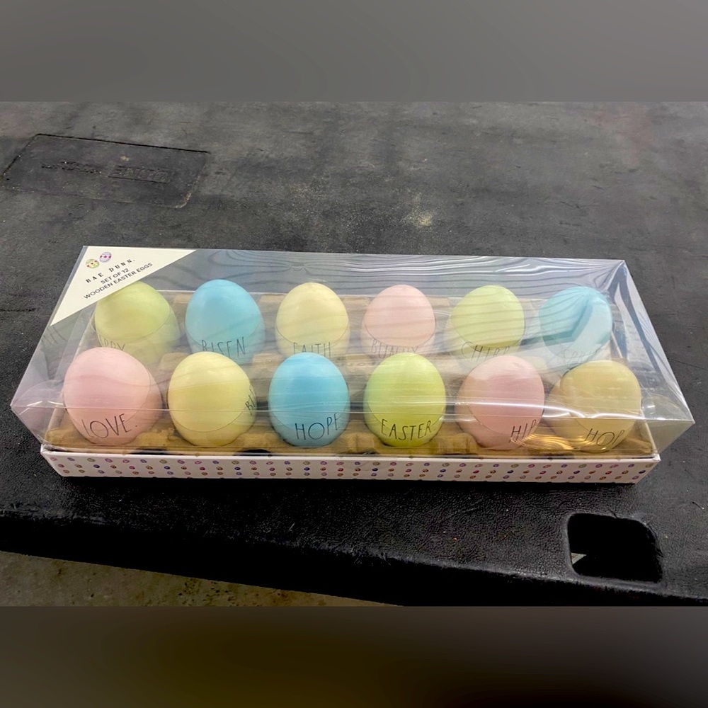 Rae Dunn Wooden Pastel Egg Set of 12 - Brand new